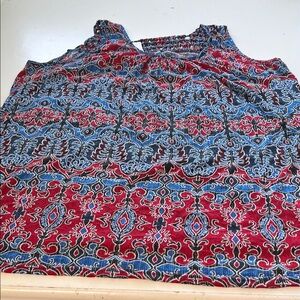 No Boundaries 3X Black Red Blue Patterned Sleeveless Graphic Tank Top